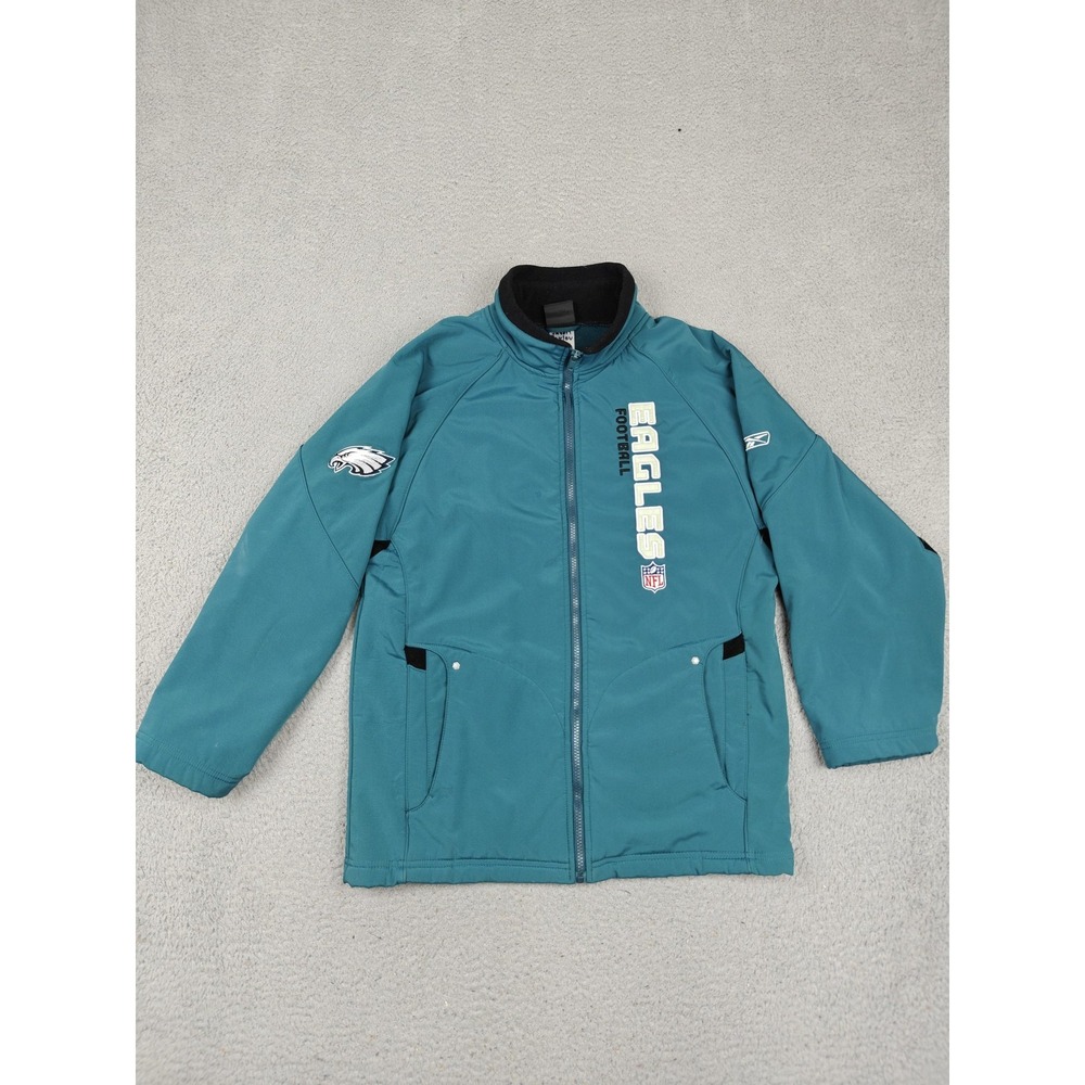 Philadelphia Eagles Jacket Boys Large Green NFL Football Reebok Fleece